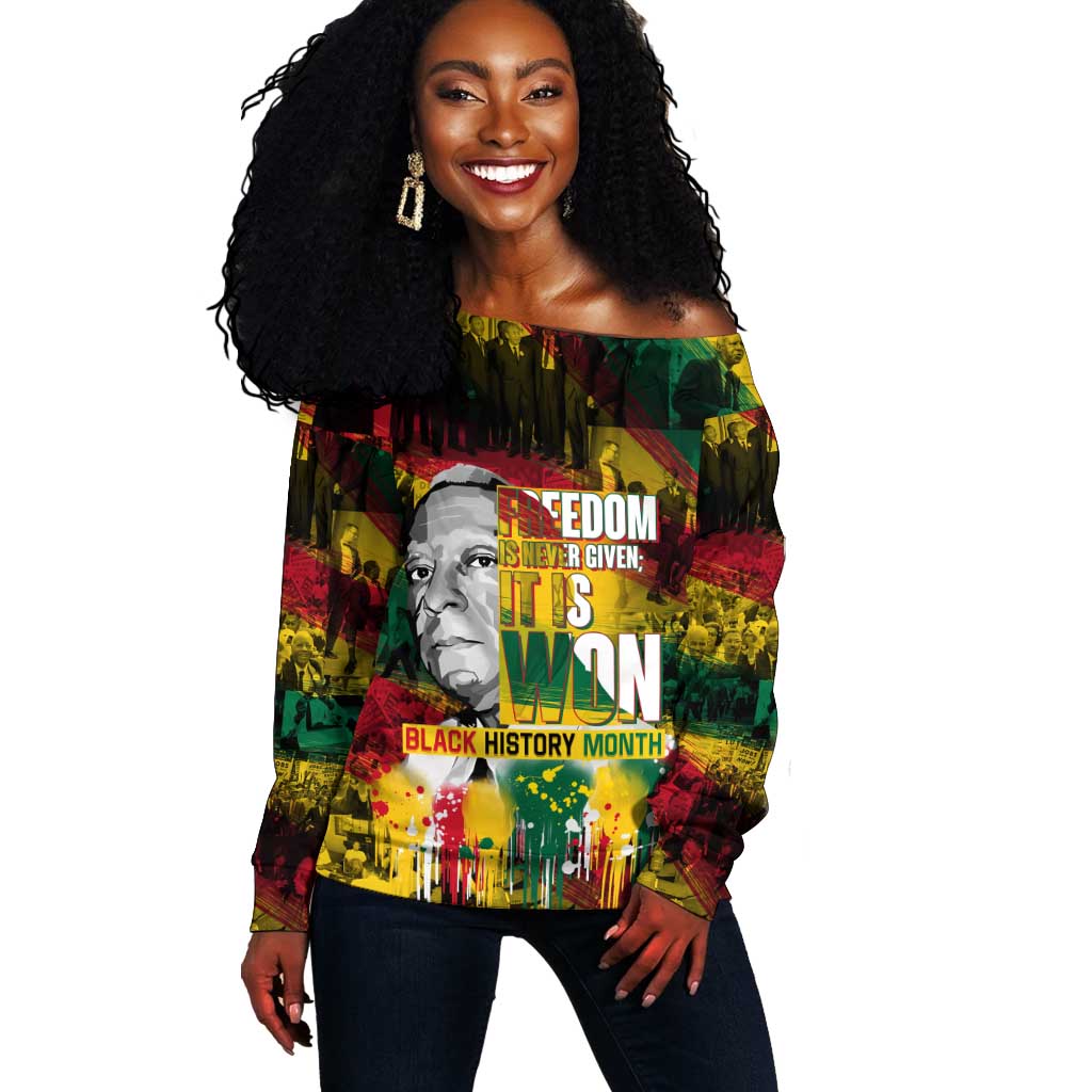 Freedom Is Never Given It Is Won Off Shoulder Sweater Asa Philip Randolph DT02