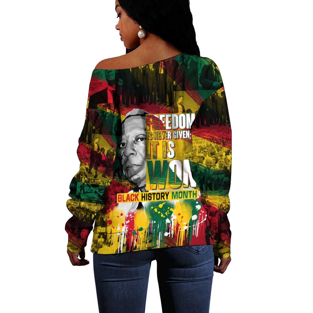 Freedom Is Never Given It Is Won Off Shoulder Sweater Asa Philip Randolph DT02