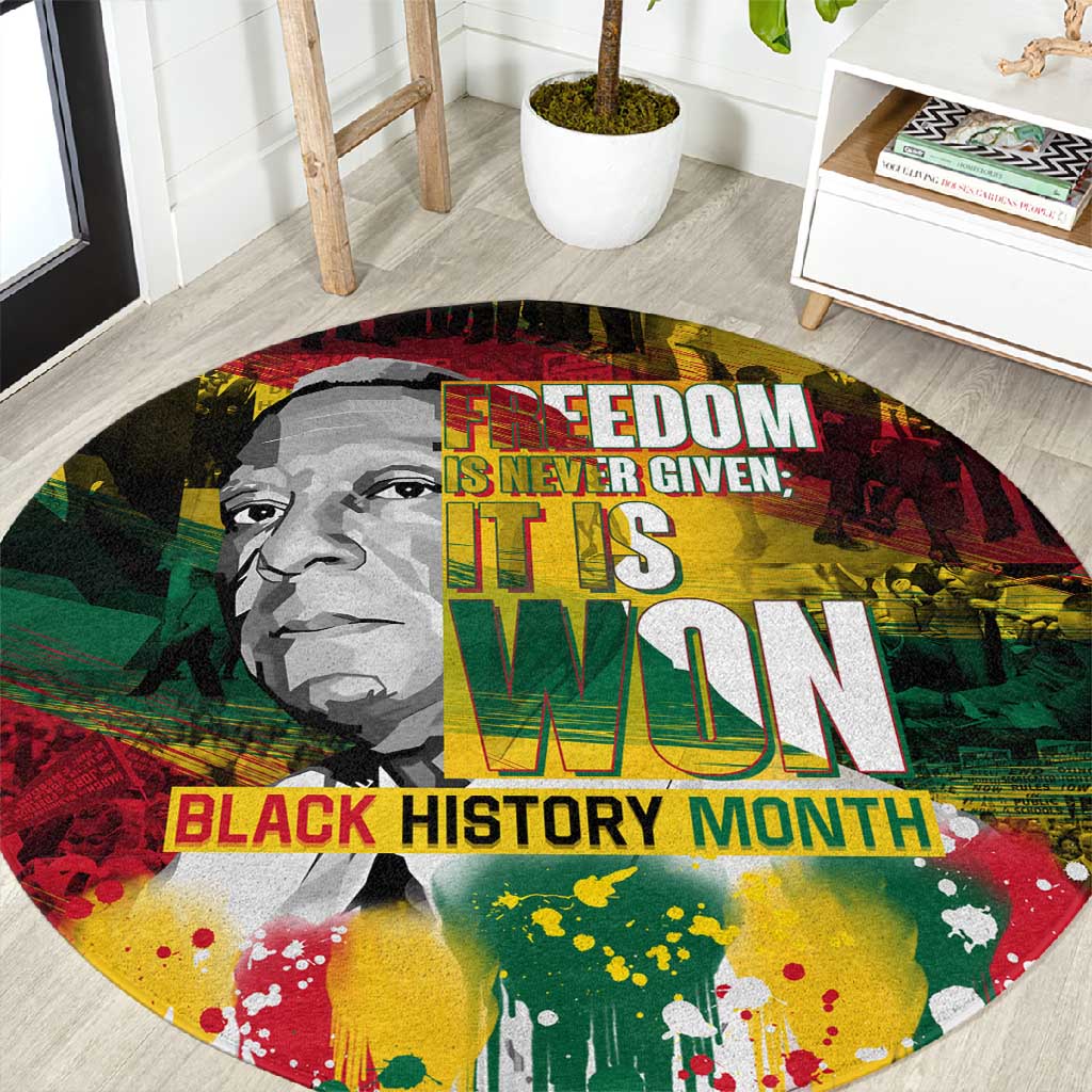 Freedom Is Never Given It Is Won Round Carpet Asa Philip Randolph DT02