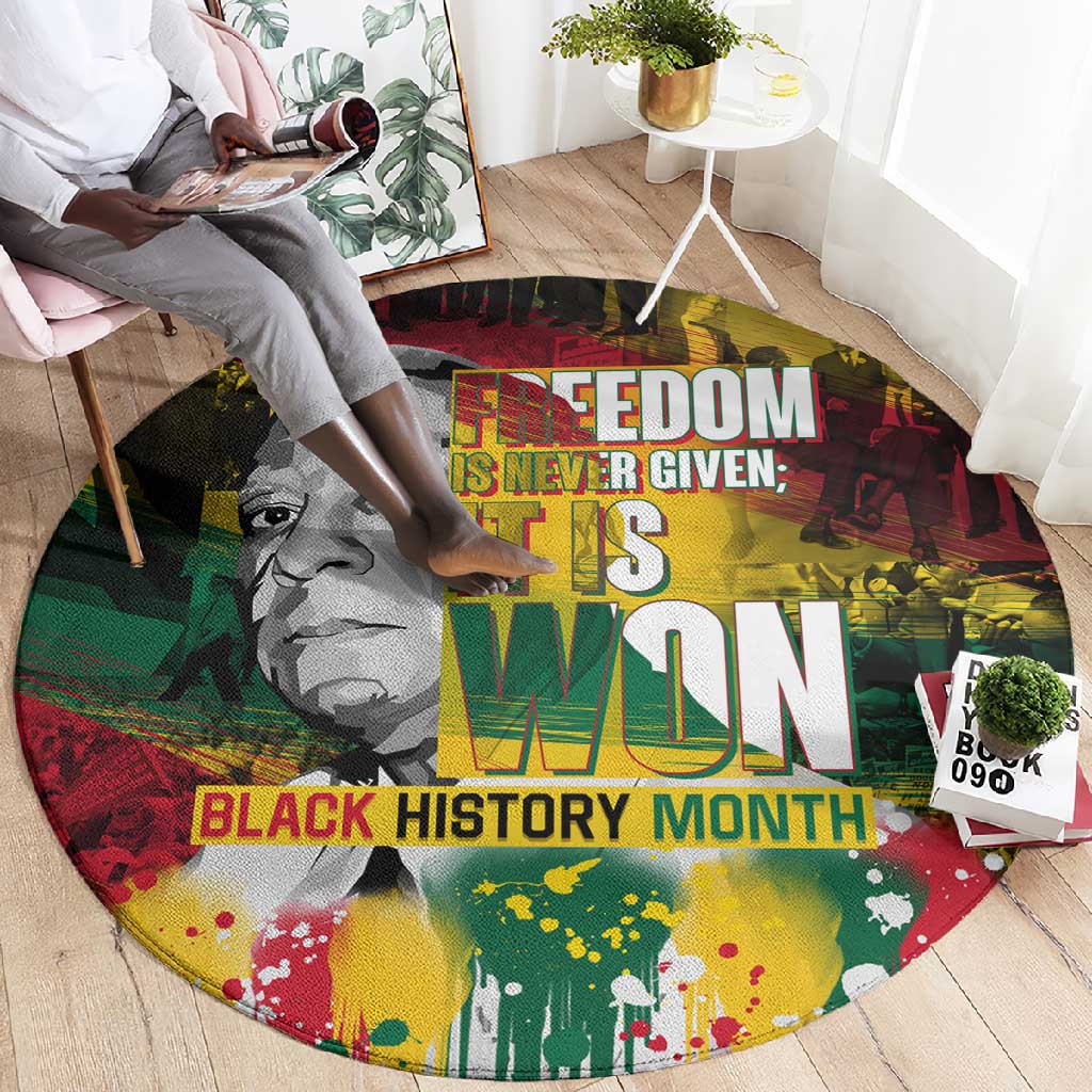 Freedom Is Never Given It Is Won Round Carpet Asa Philip Randolph DT02