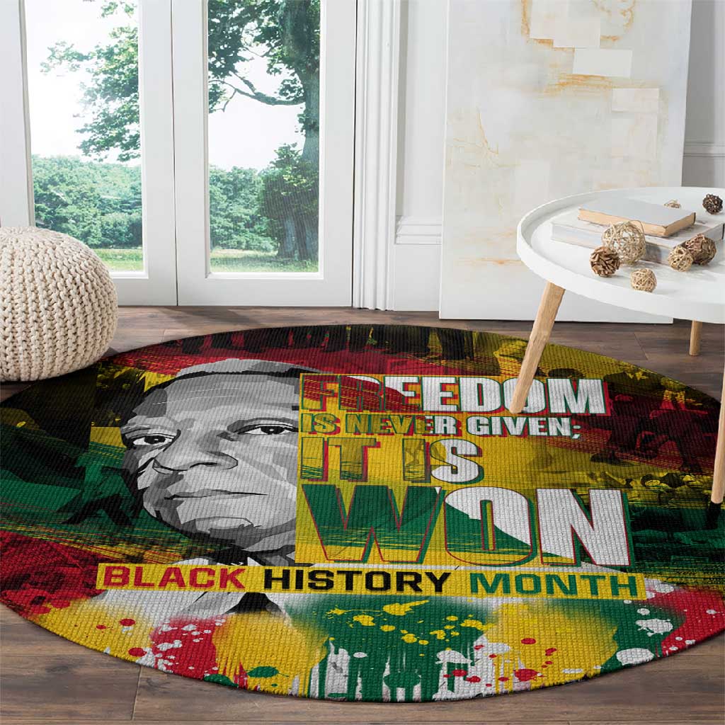 Freedom Is Never Given It Is Won Round Carpet Asa Philip Randolph DT02
