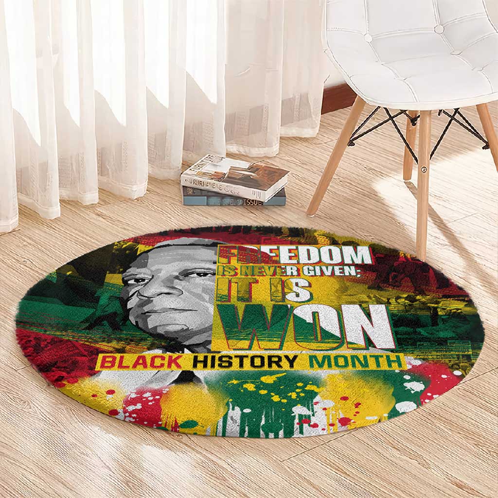 Freedom Is Never Given It Is Won Round Carpet Asa Philip Randolph DT02
