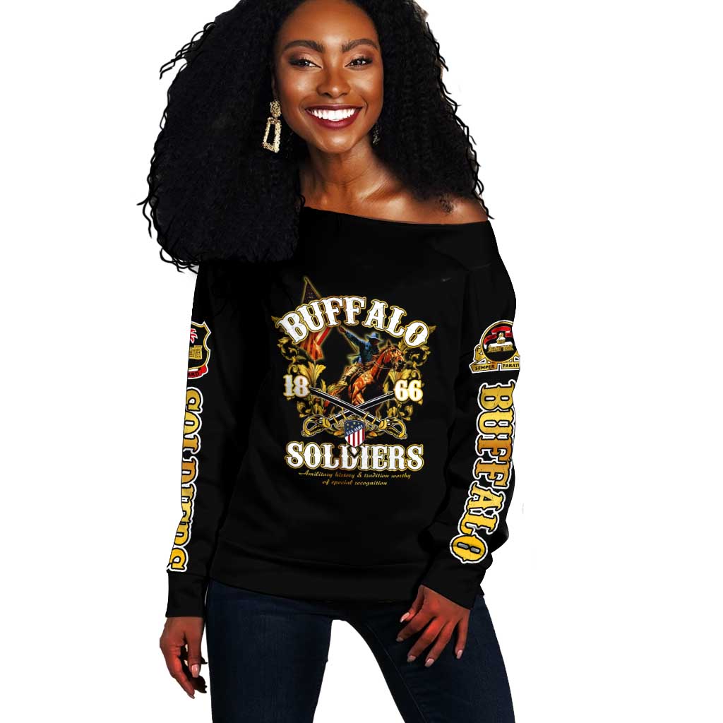 Buffalo Soldiers Off Shoulder Sweater American American Legend 1866-1944 DT02