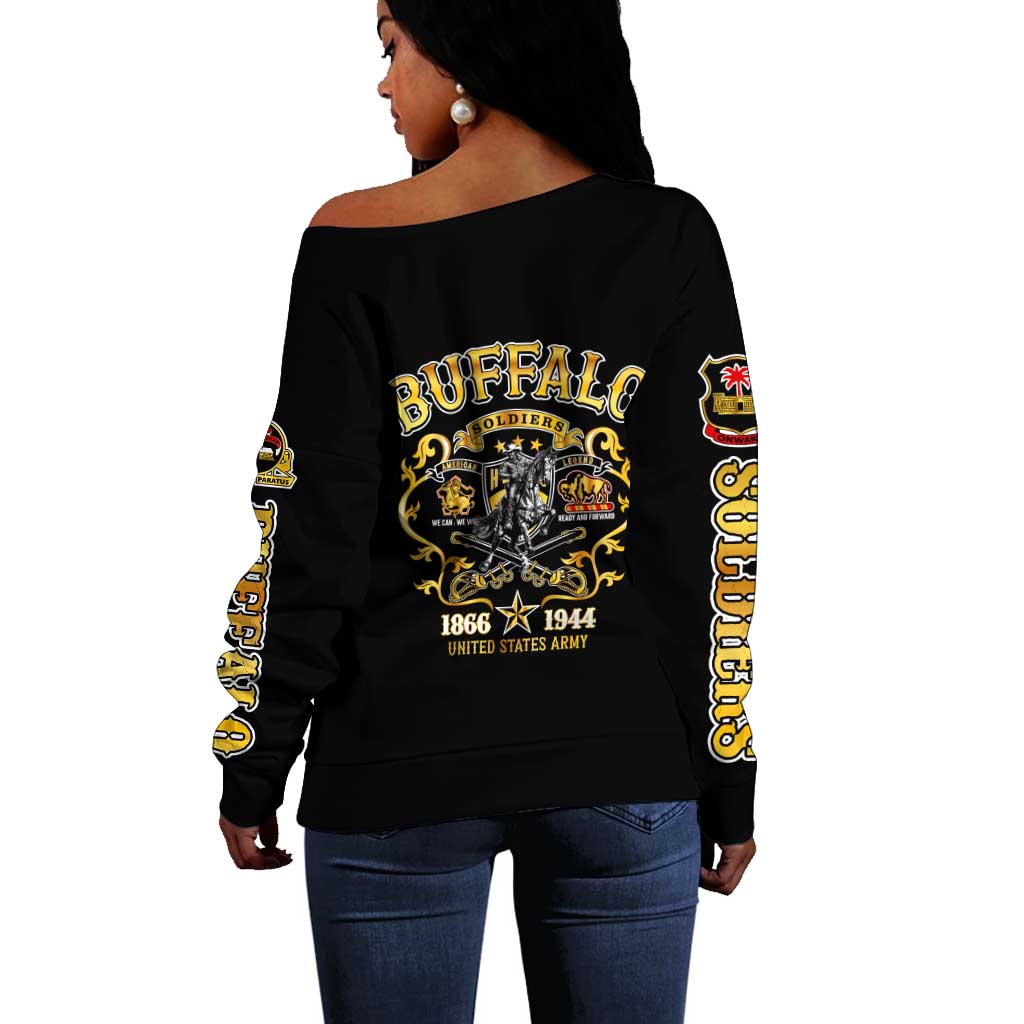 Buffalo Soldiers Off Shoulder Sweater American American Legend 1866-1944 DT02
