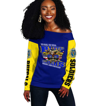 We Can We Will Buffalo Soldiers Off Shoulder Sweater Us Army Ready and Forward DT02