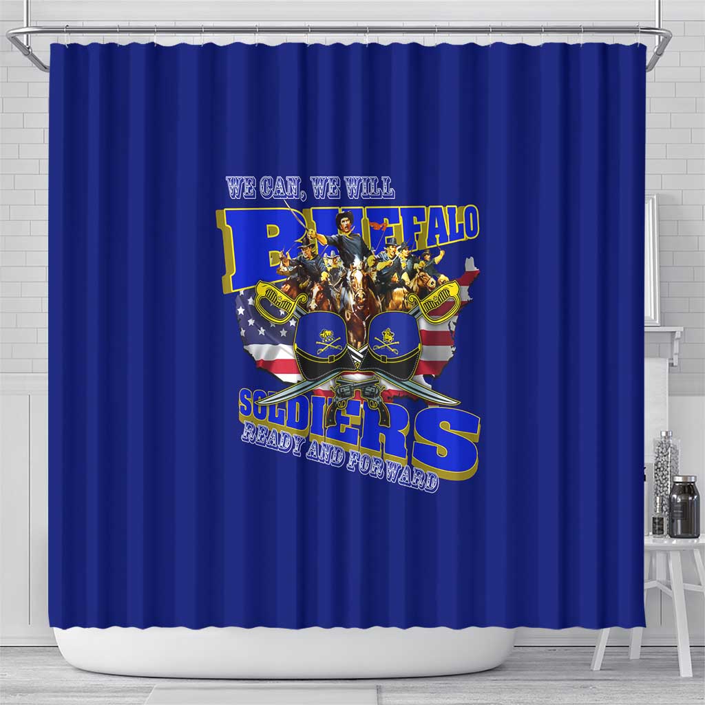 We Can We Will Buffalo Soldiers Shower Curtain Ready and Forward DT02