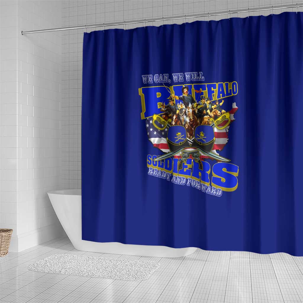 We Can We Will Buffalo Soldiers Shower Curtain Ready and Forward DT02