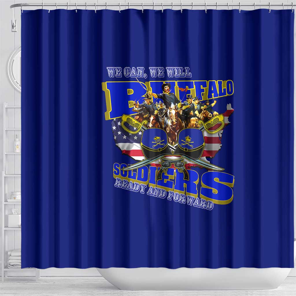 We Can We Will Buffalo Soldiers Shower Curtain Ready and Forward DT02
