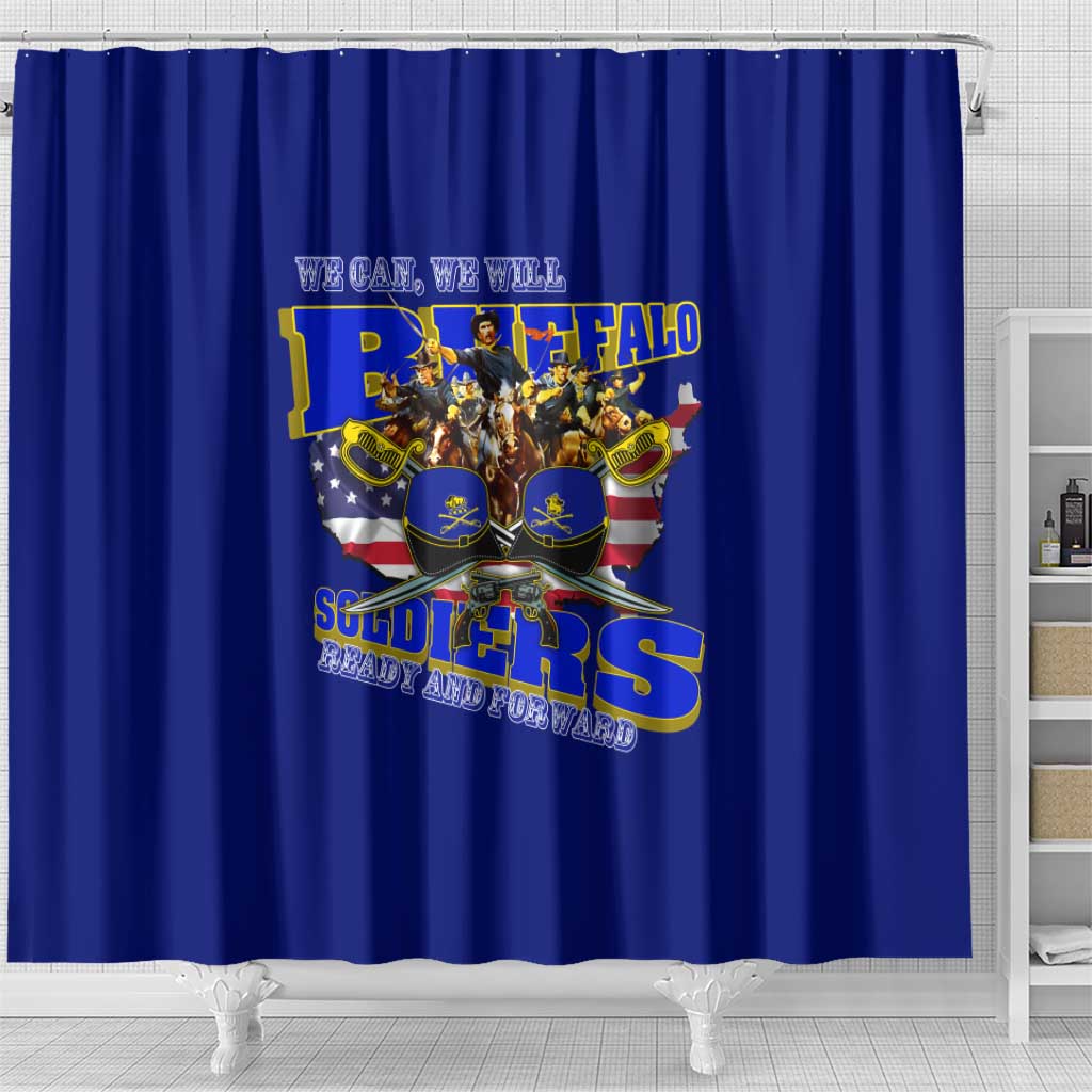 We Can We Will Buffalo Soldiers Shower Curtain Ready and Forward DT02
