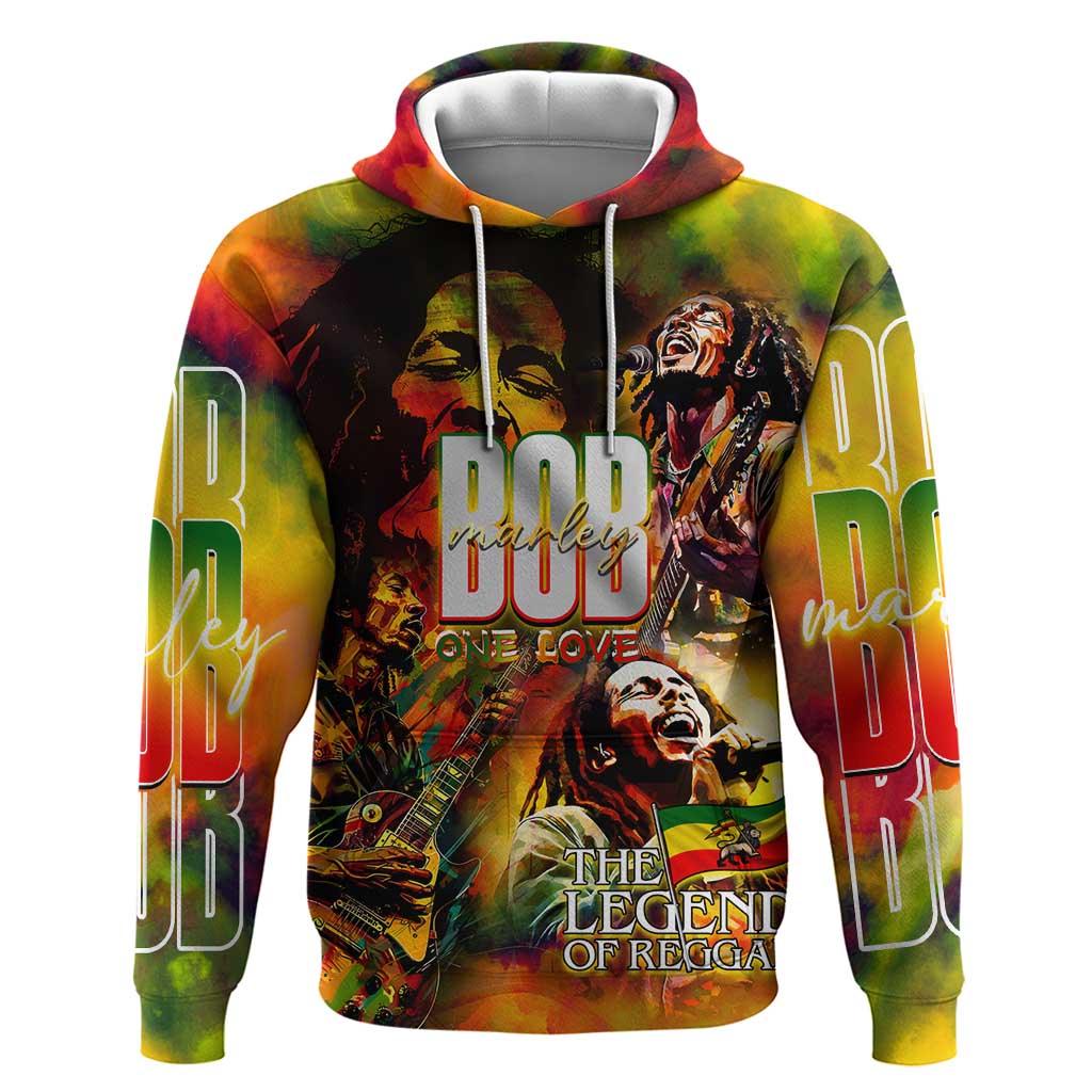 The Legend of Reggae Hoodie Bob One Love Colorful Art DT02