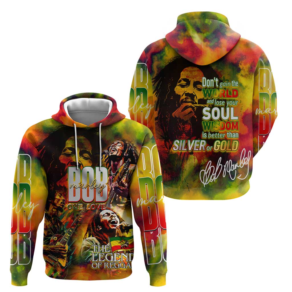The Legend of Reggae Hoodie Bob One Love Colorful Art DT02