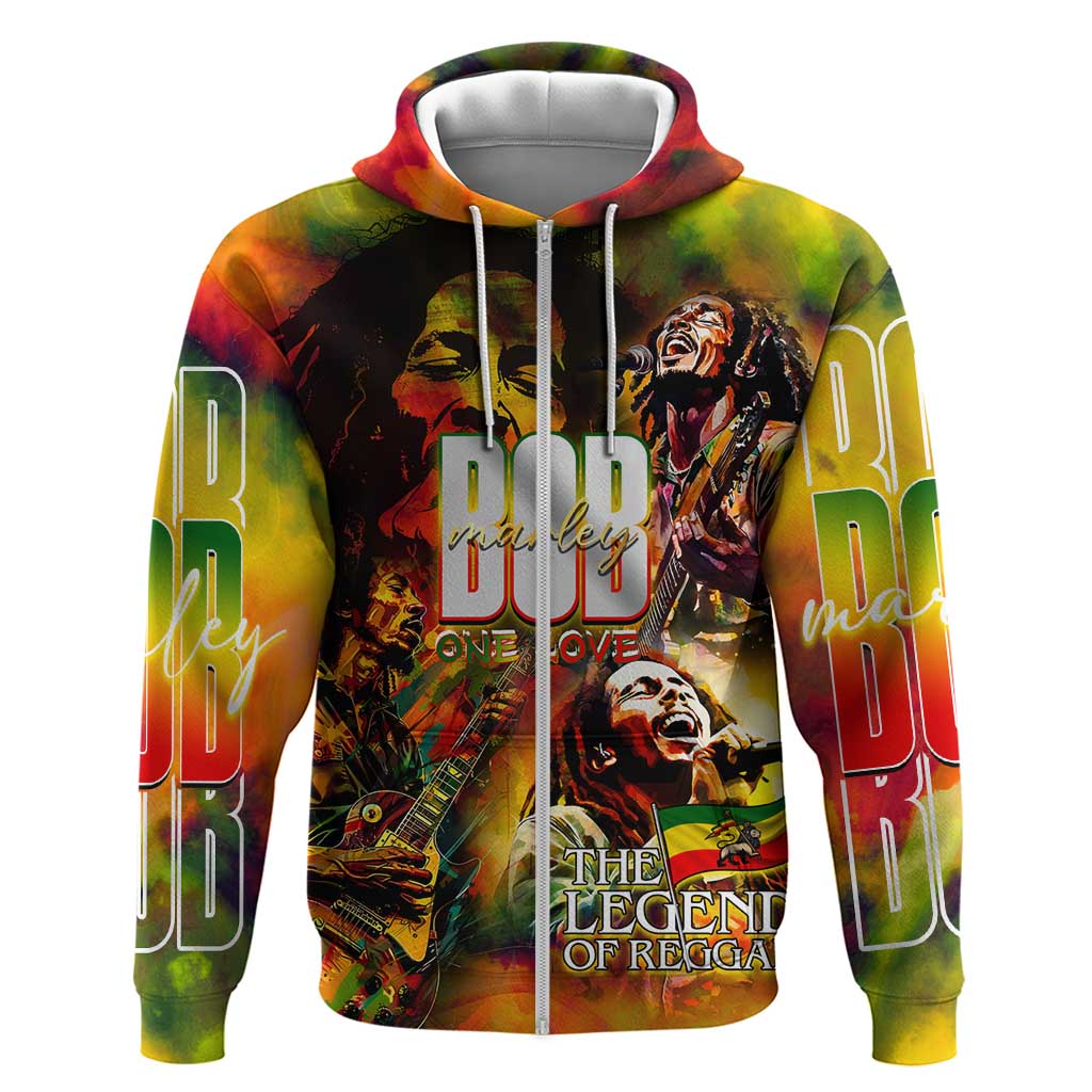 The Legend of Reggae Hoodie Bob One Love Colorful Art DT02