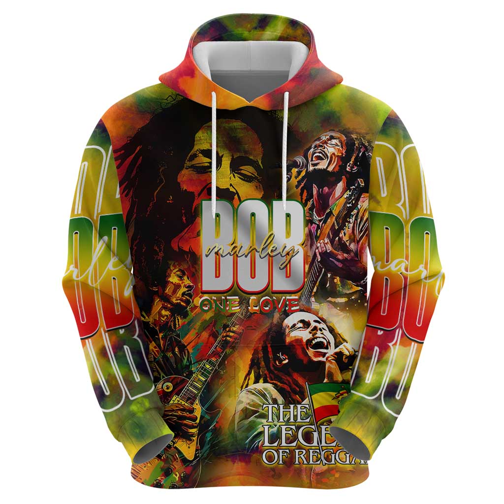 The Legend of Reggae Hoodie Bob One Love Colorful Art DT02