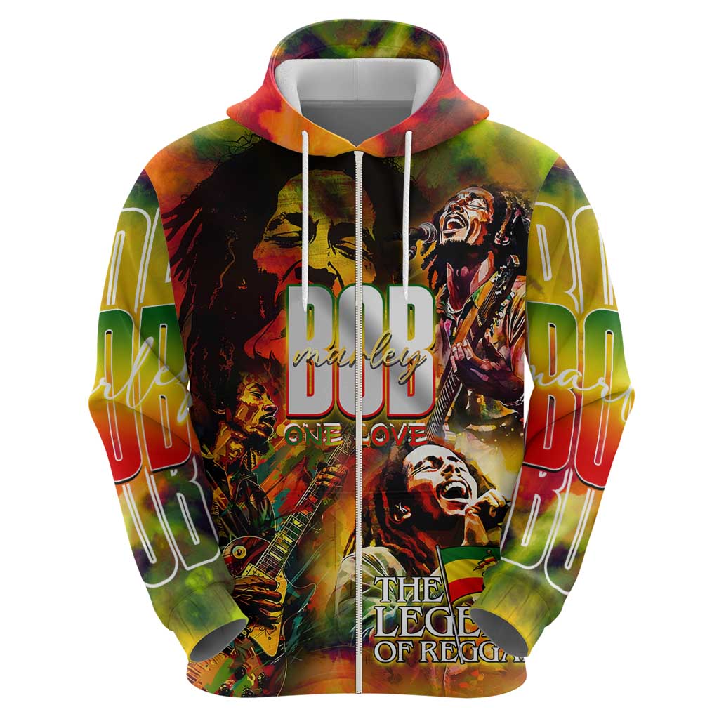 The Legend of Reggae Hoodie Bob One Love Colorful Art DT02