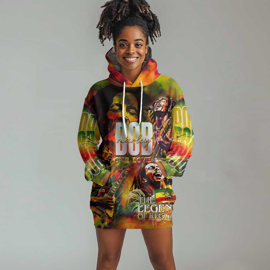 The Legend of Reggae One Love Hoodie Dress Bob Colorful Art DT02
