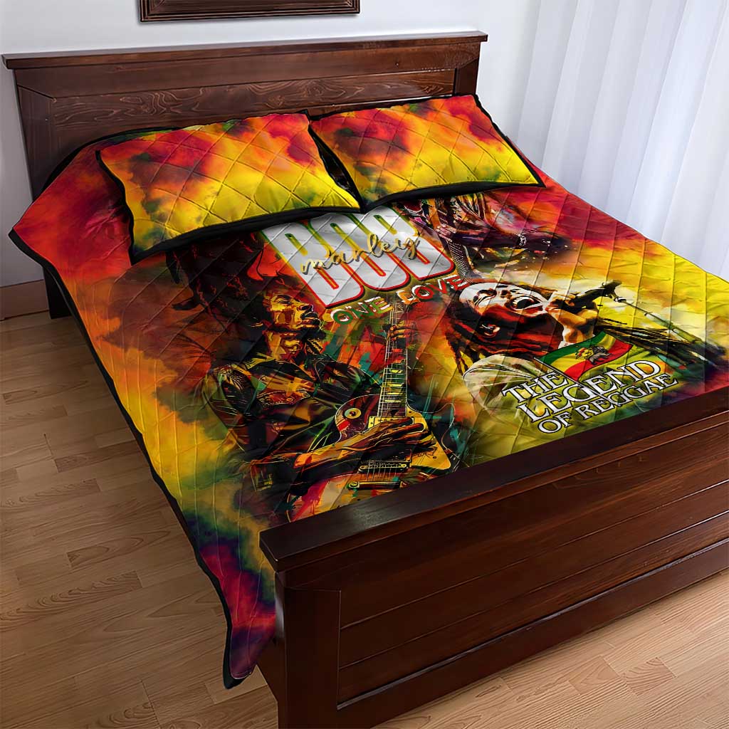 The Legend of Reggae One Love Quilt Bed Set Bob Colorful Art DT02