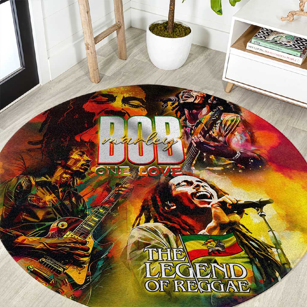 The Legend of Reggae One Love Round Carpet Bob Colorful Art DT02