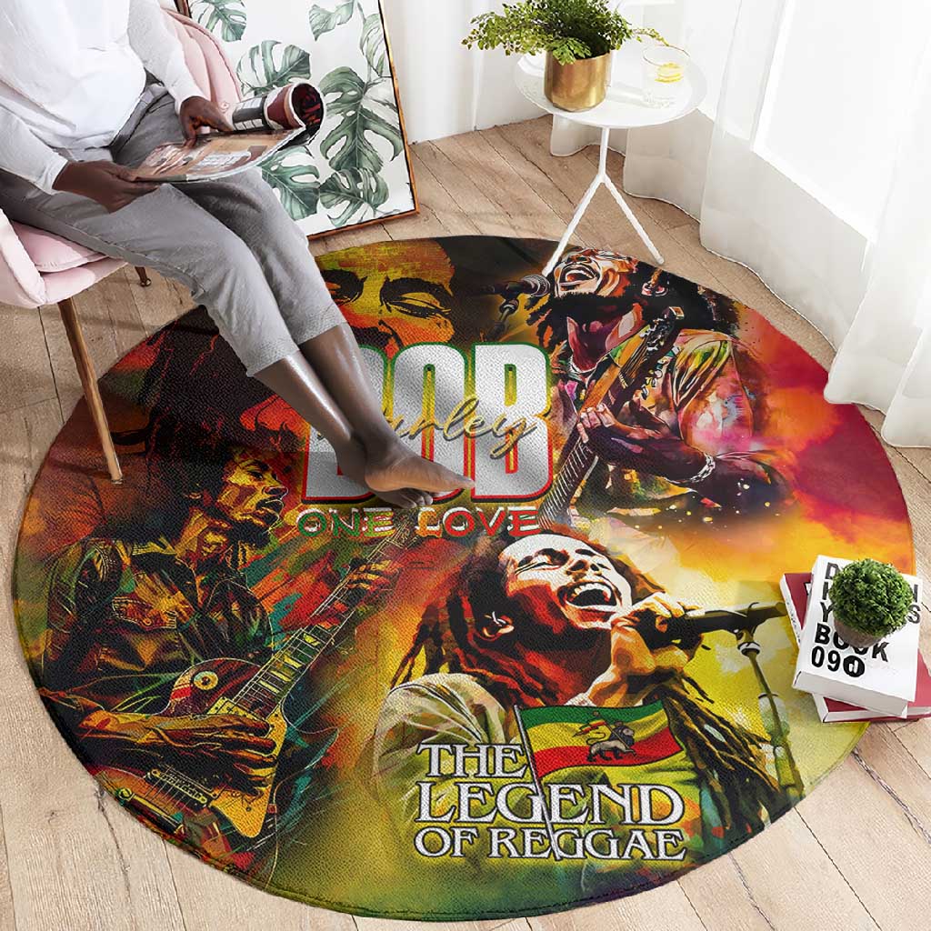 The Legend of Reggae One Love Round Carpet Bob Colorful Art DT02