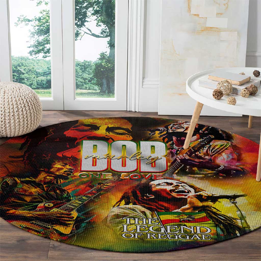 The Legend of Reggae One Love Round Carpet Bob Colorful Art DT02