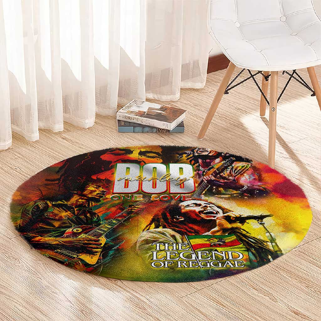 The Legend of Reggae One Love Round Carpet Bob Colorful Art DT02