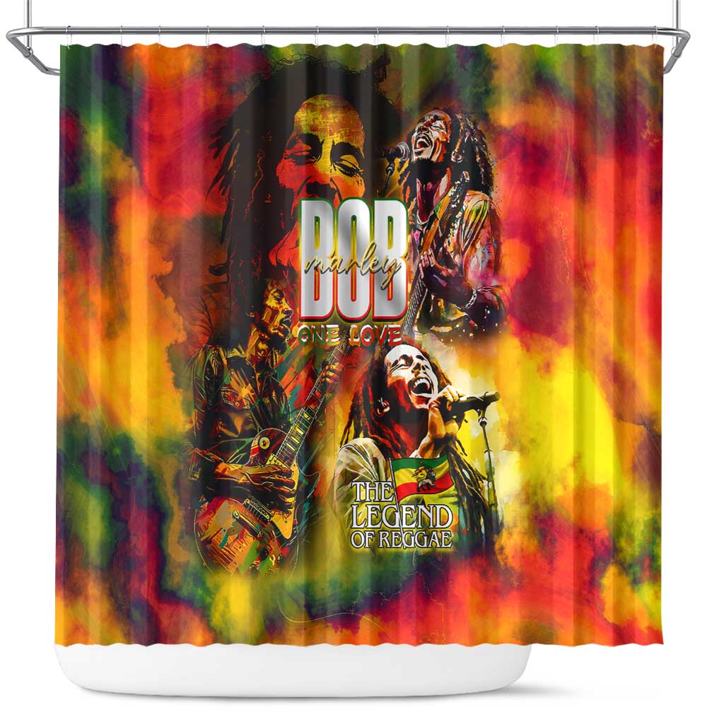 The Legend of Reggae Shower Curtain Bob One Love Colorful Art DT02