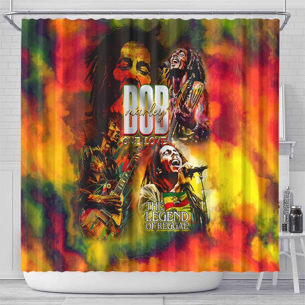 The Legend of Reggae Shower Curtain Bob One Love Colorful Art DT02