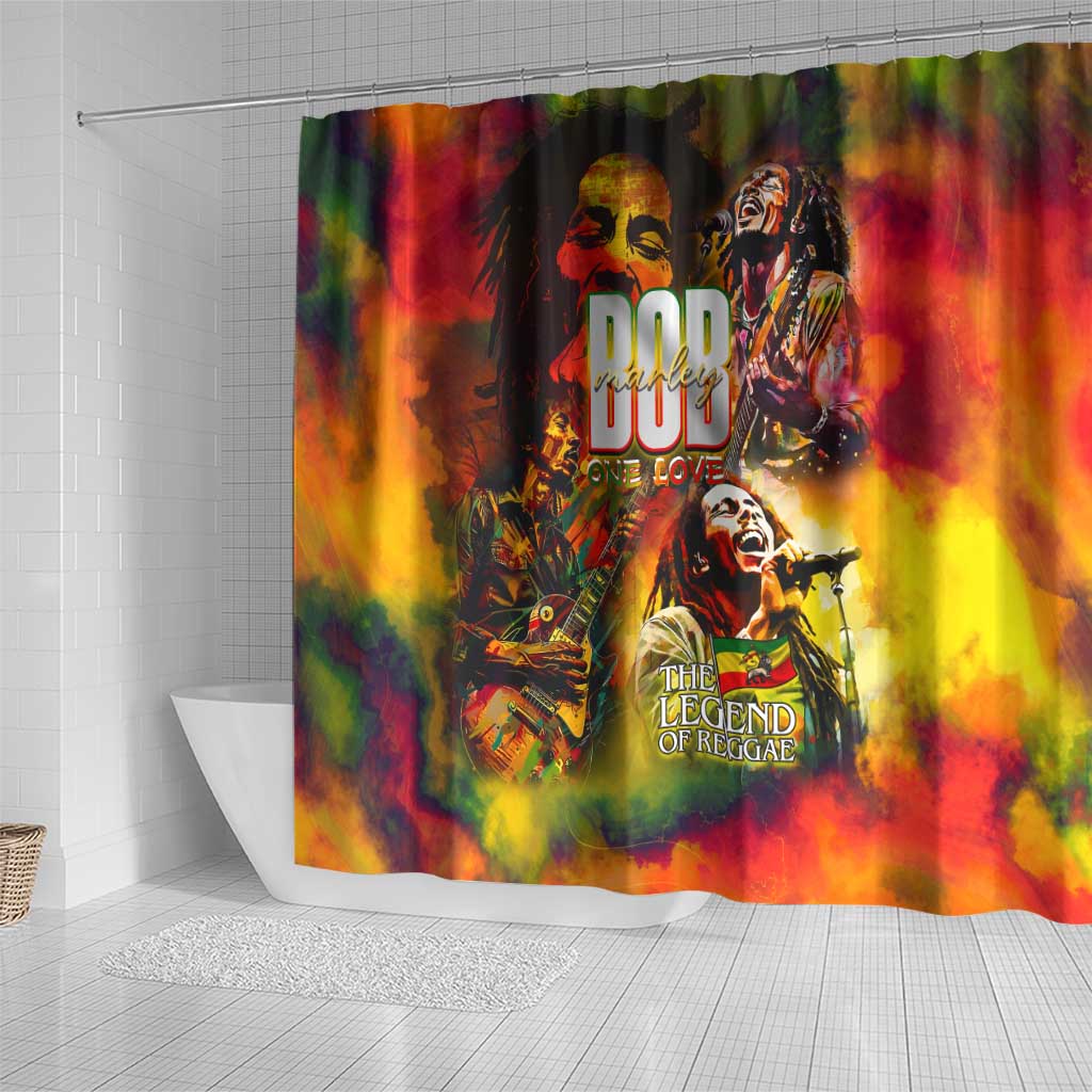 The Legend of Reggae Shower Curtain Bob One Love Colorful Art DT02