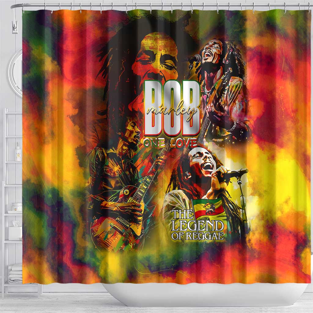 The Legend of Reggae Shower Curtain Bob One Love Colorful Art DT02