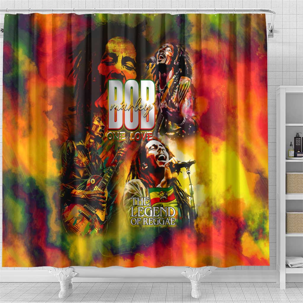 The Legend of Reggae Shower Curtain Bob One Love Colorful Art DT02