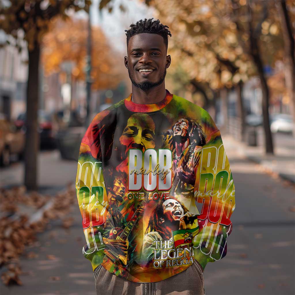The Legend of Reggae One Love Sweatshirt Bob Colorful Art DT02