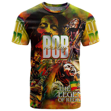 The Legend of Reggae One Love T shirt Bob Colorful Art DT02