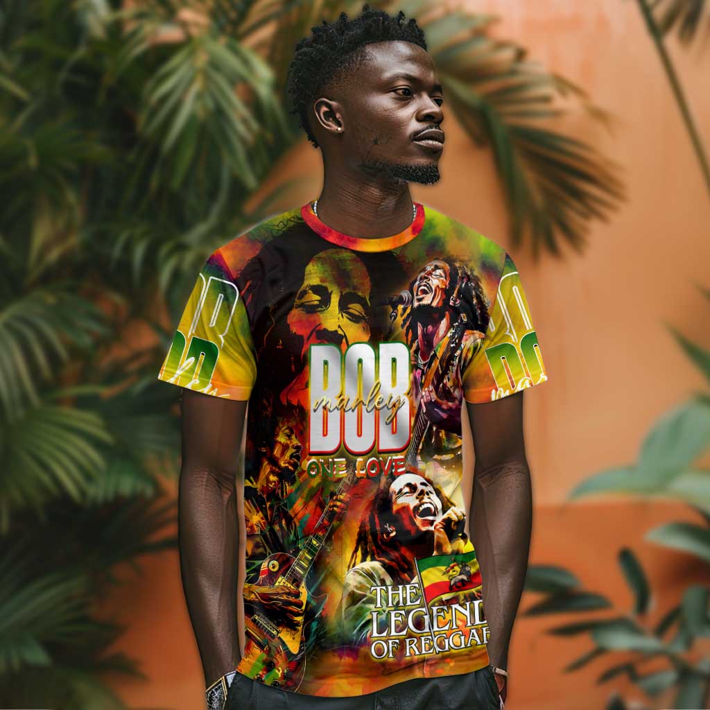 The Legend of Reggae One Love T shirt Bob Colorful Art DT02