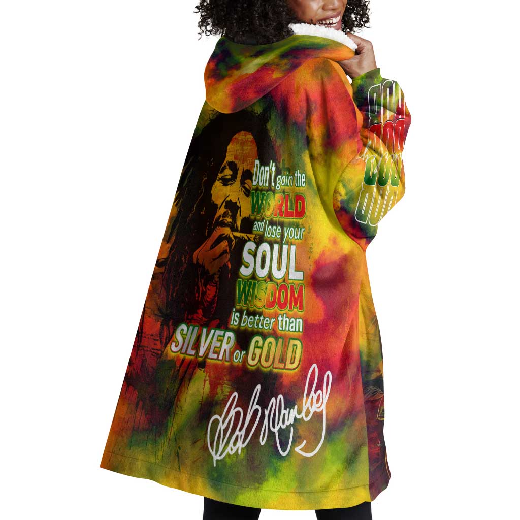 The Legend of Reggae One Love Wearable Blanket Hoodie Bob Colorful Art DT02