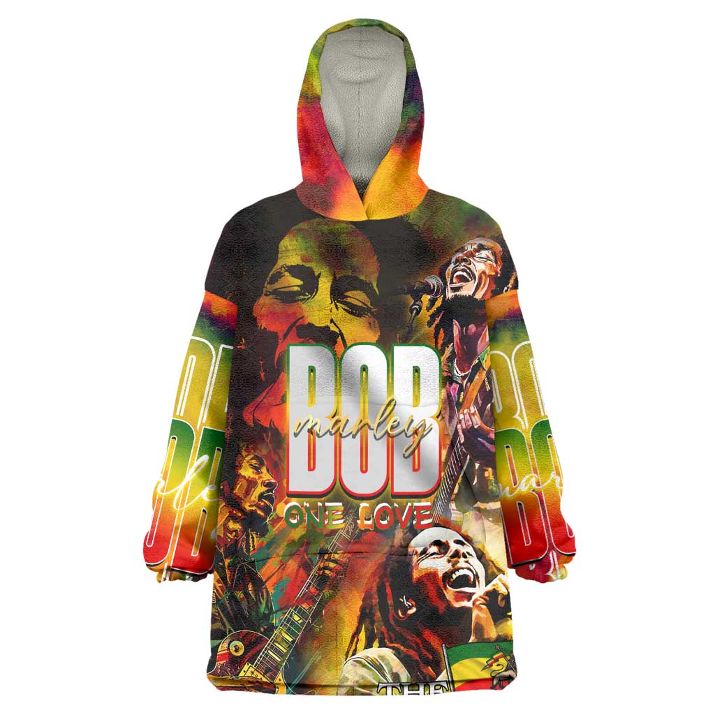 The Legend of Reggae One Love Wearable Blanket Hoodie Bob Colorful Art DT02