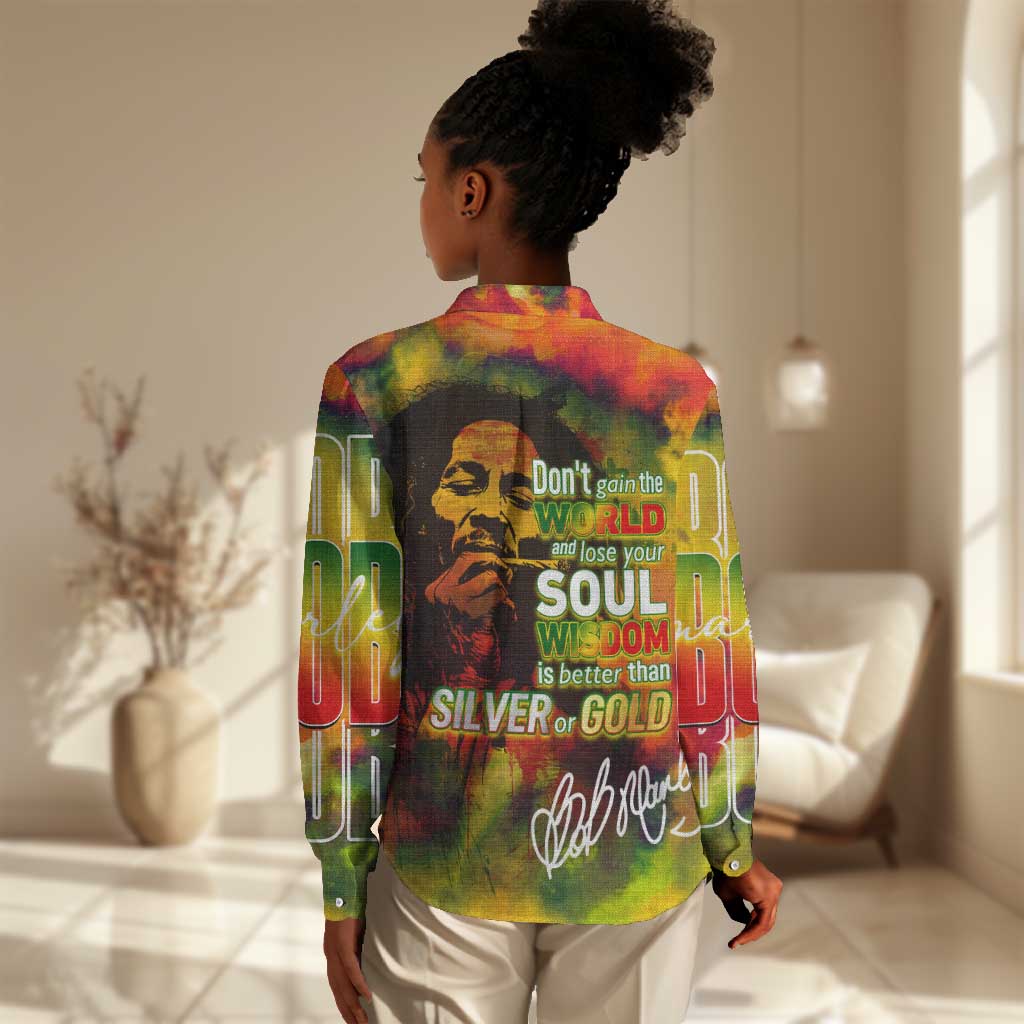 The Legend of Reggae One Love Women Casual Shirt Bob Colorful Art DT02