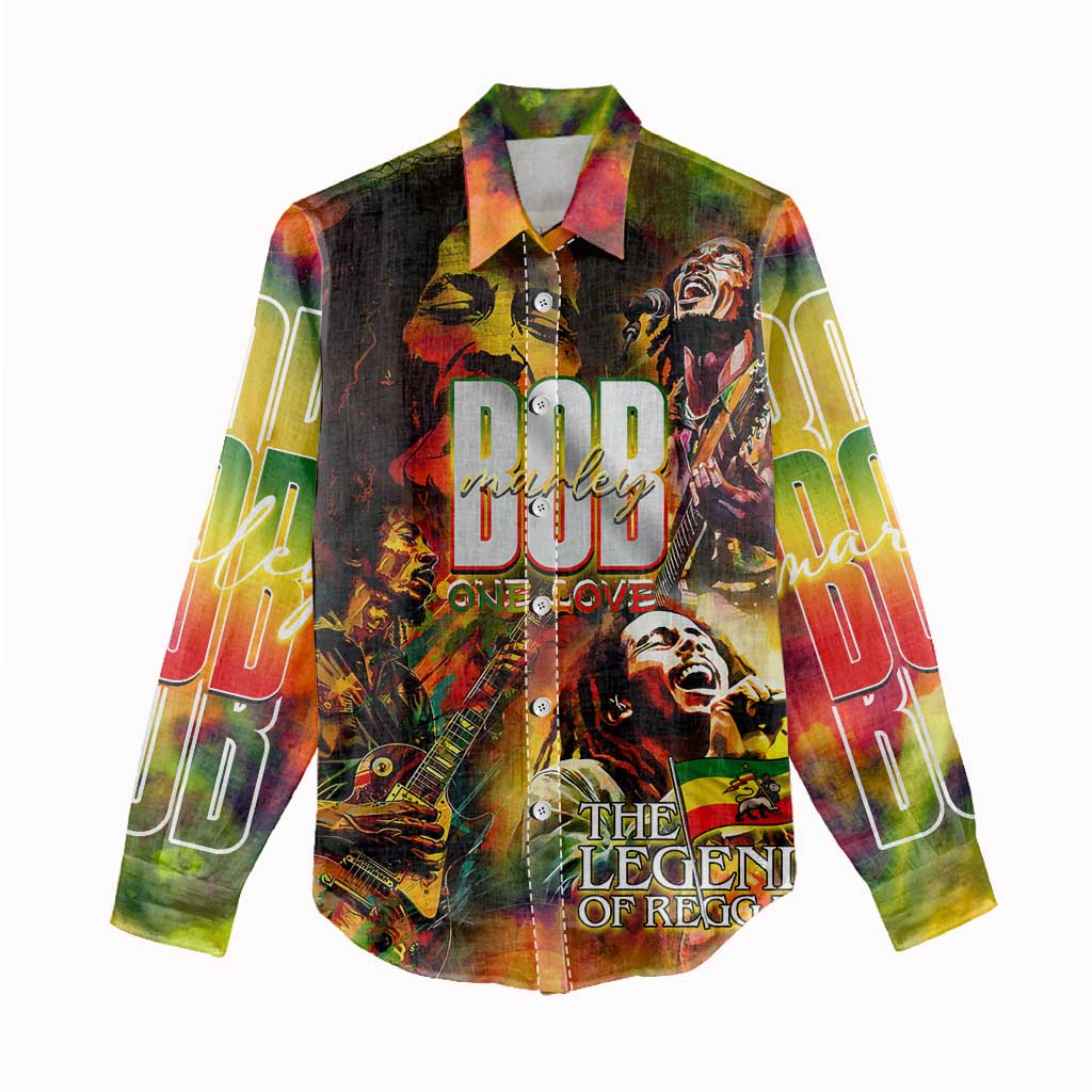 The Legend of Reggae One Love Women Casual Shirt Bob Colorful Art DT02