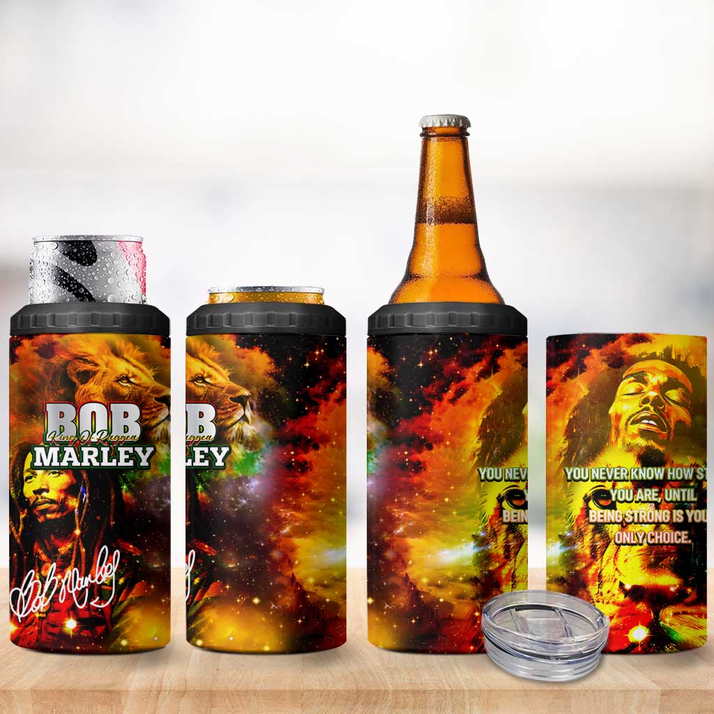 Bob King Of Reggae Rastafari Lion 4 in 1 Can Cooler Tumbler You Never Know How Strong You Are DT02