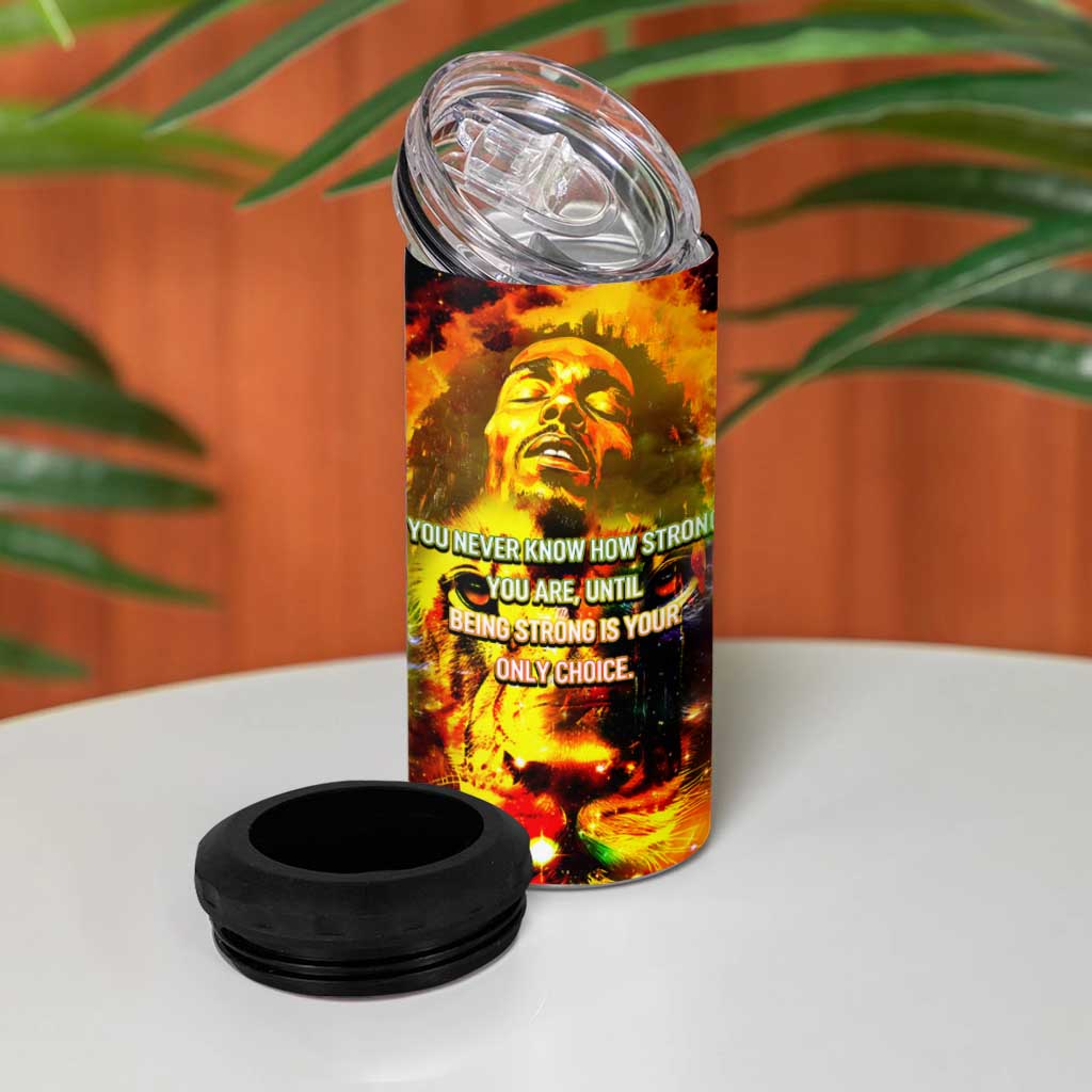 Bob King Of Reggae Rastafari Lion 4 in 1 Can Cooler Tumbler You Never Know How Strong You Are DT02