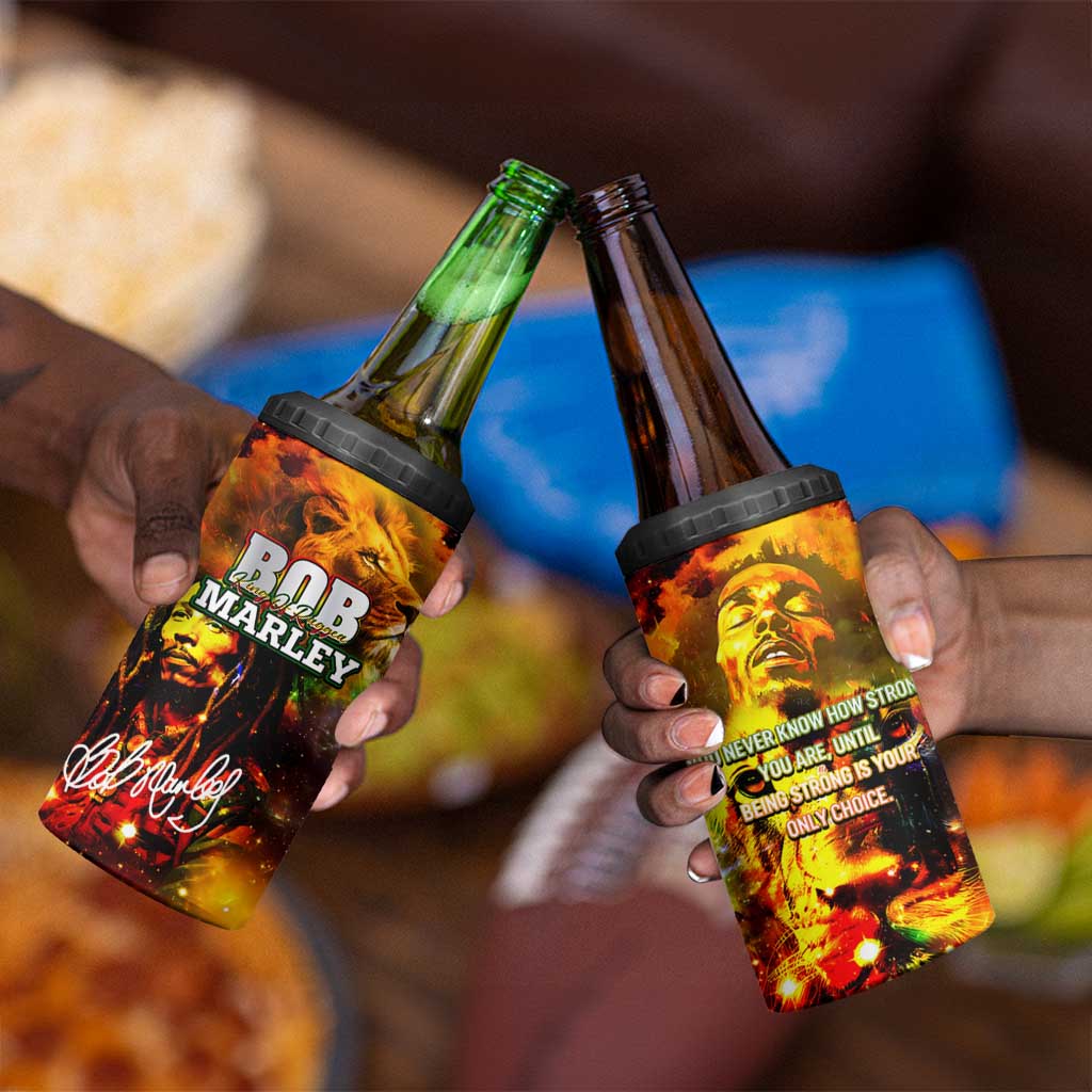 Bob King Of Reggae Rastafari Lion 4 in 1 Can Cooler Tumbler You Never Know How Strong You Are DT02