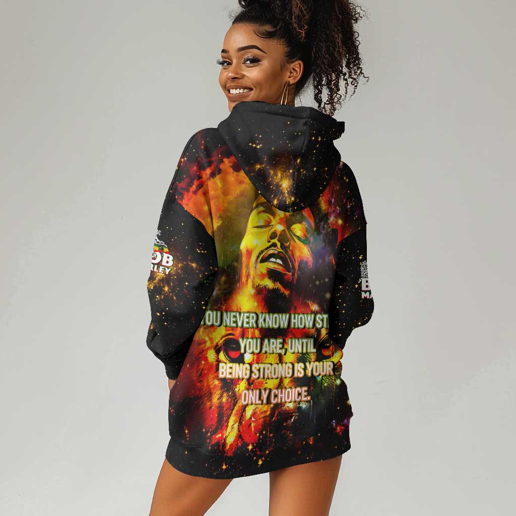 Bob King Of Reggae Rastafari Lion Hoodie Dress You Never Know How Strong You Are DT02