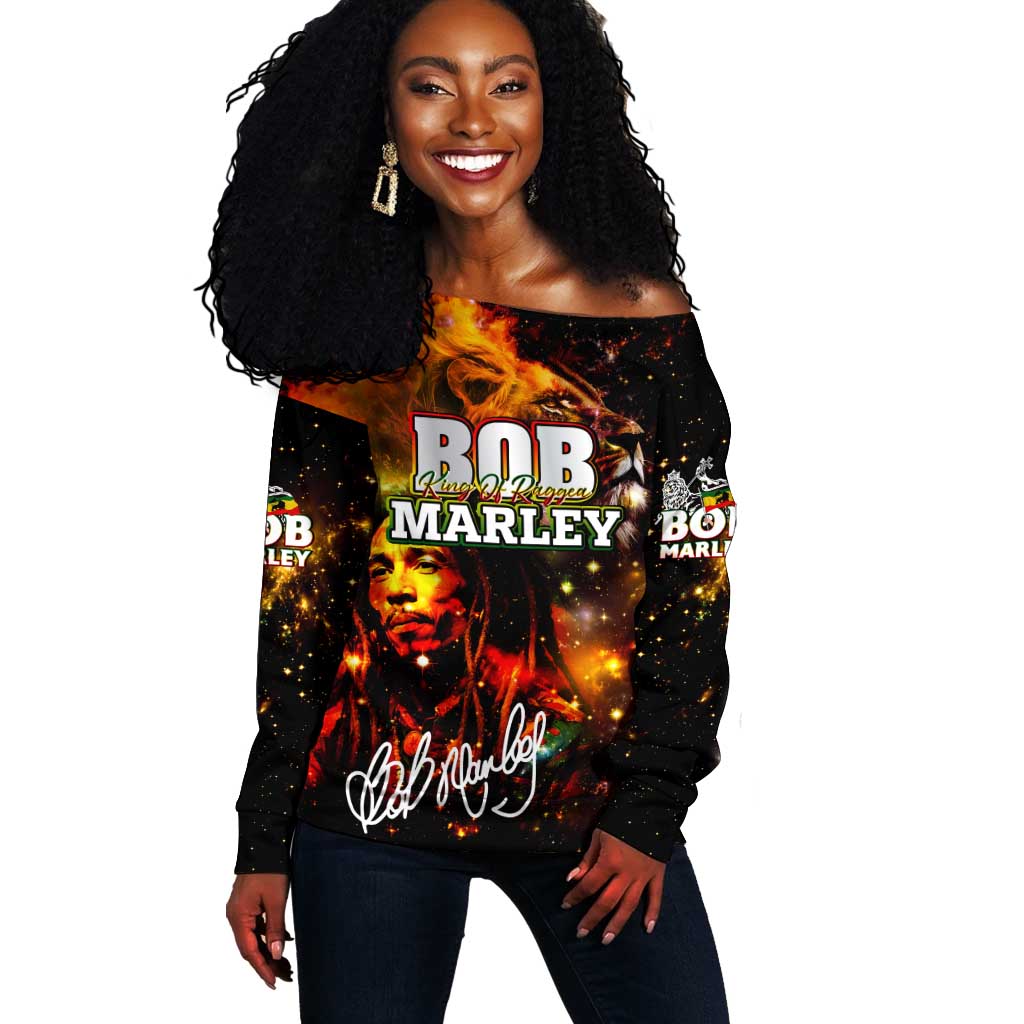Bob King Of Reggae Rastafari Lion Off Shoulder Sweater You Never Know How Strong You Are DT02