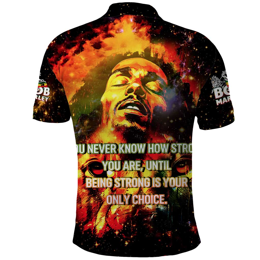 Bob King Of Reggae Polo Shirt Rastafari Lion - You Never Know How Strong You Are DT02