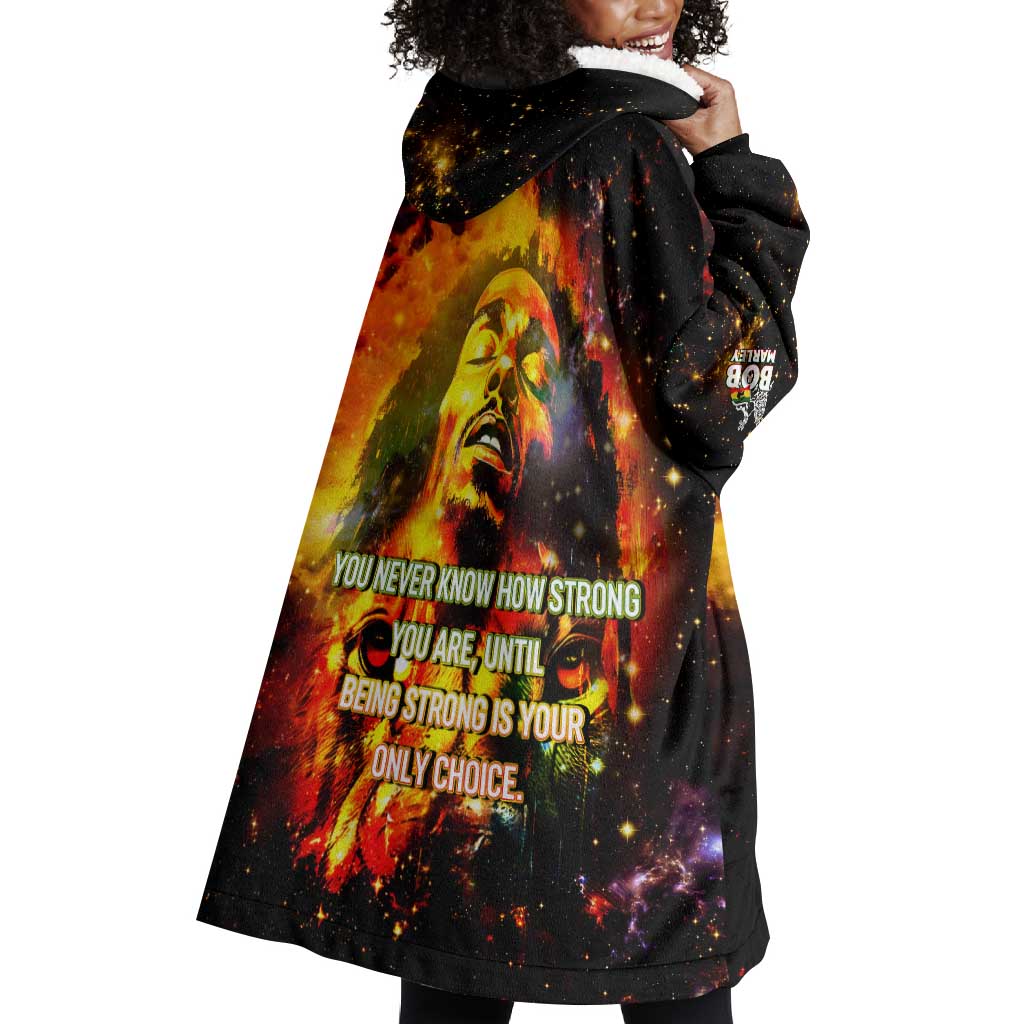 Bob King Of Reggae Rastafari Lion Wearable Blanket Hoodie You Never Know How Strong You Are DT02