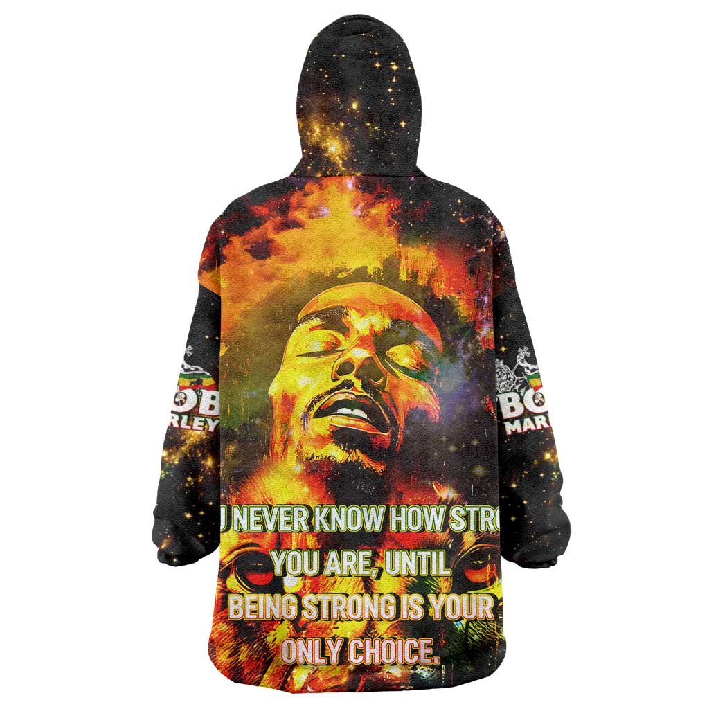 Bob King Of Reggae Rastafari Lion Wearable Blanket Hoodie You Never Know How Strong You Are DT02