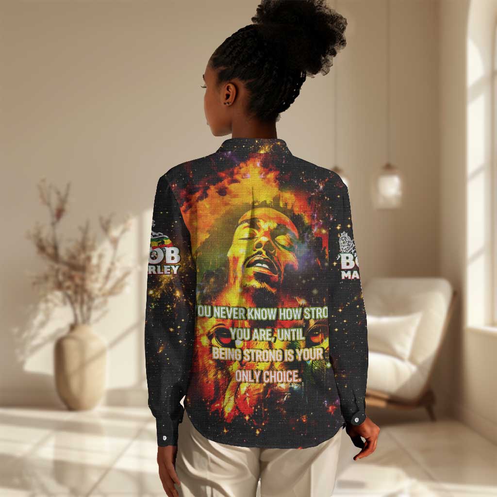 Bob King Of Reggae Rastafari Lion Women Casual Shirt You Never Know How Strong You Are DT02