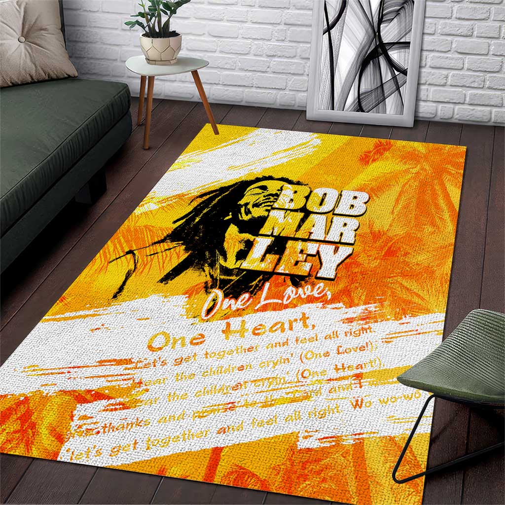 Legend Bob Reggae Afro Area Rug One Love One Heart Tropical Leaf DT02