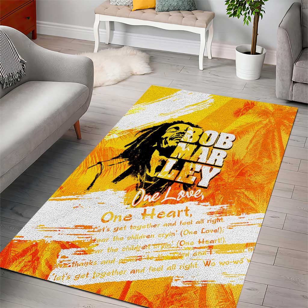 Legend Bob Reggae Afro Area Rug One Love One Heart Tropical Leaf DT02