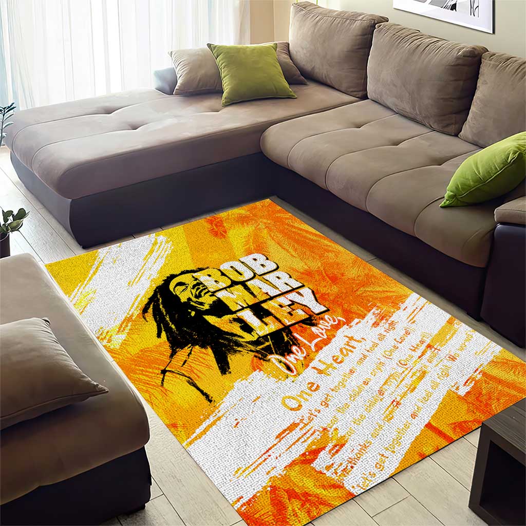 Legend Bob Reggae Afro Area Rug One Love One Heart Tropical Leaf DT02