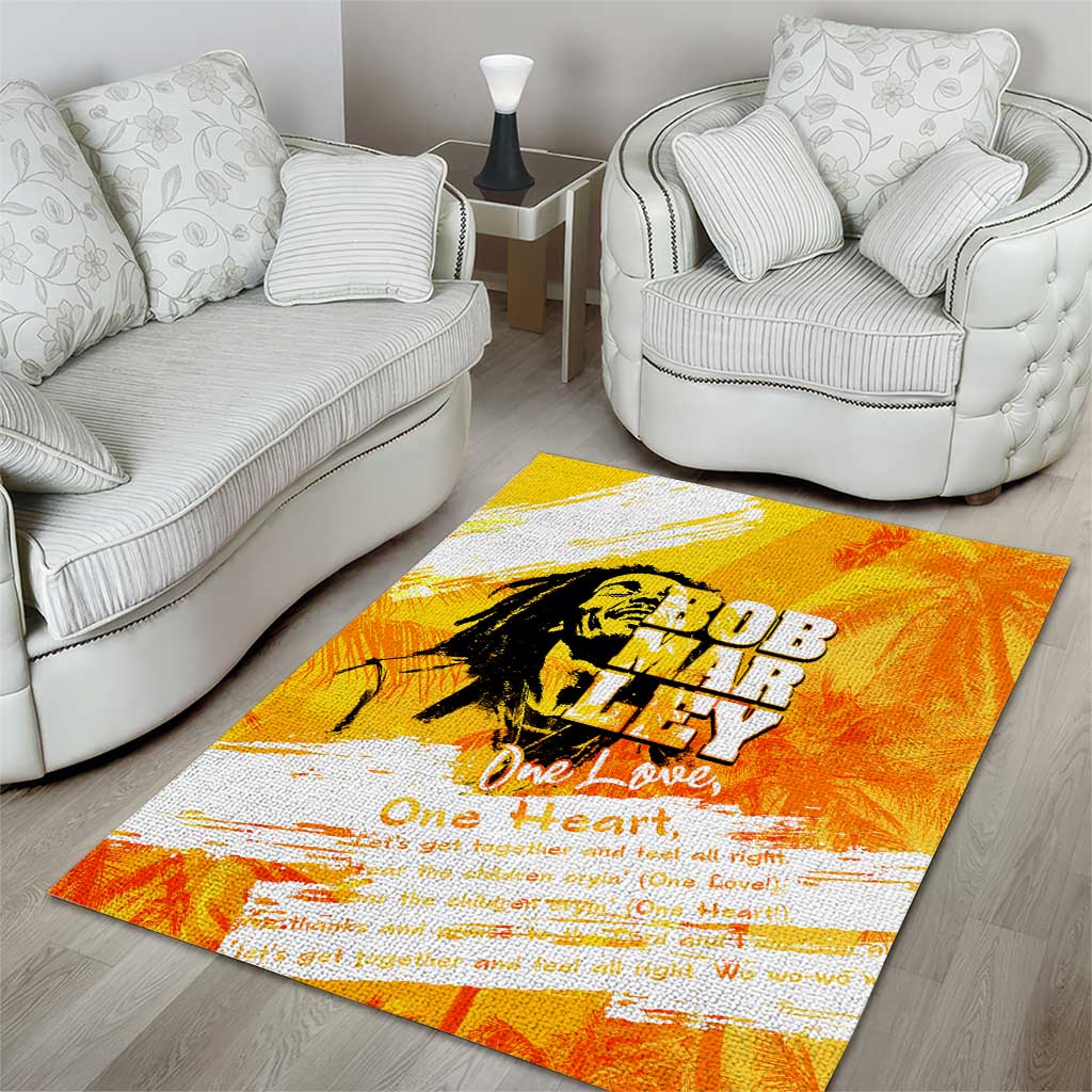 Legend Bob Reggae Afro Area Rug One Love One Heart Tropical Leaf DT02