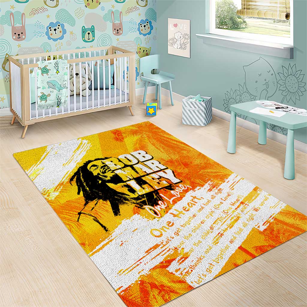 Legend Bob Reggae Afro Area Rug One Love One Heart Tropical Leaf DT02